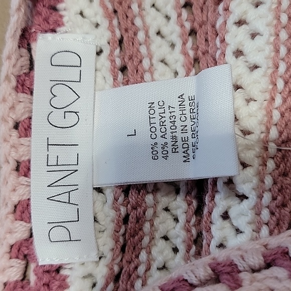 Planet Gold Size Jr L Crochet Halter Top, Mauve, Pink & Ivory Striped, NEW w/Tag - Picture 10 of 10